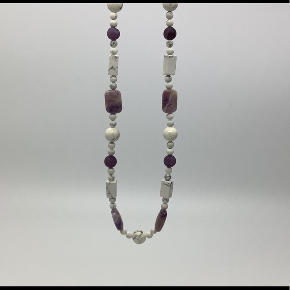 Amethyst & Howlite Beaded Boho Necklace - Picture 4 of 9